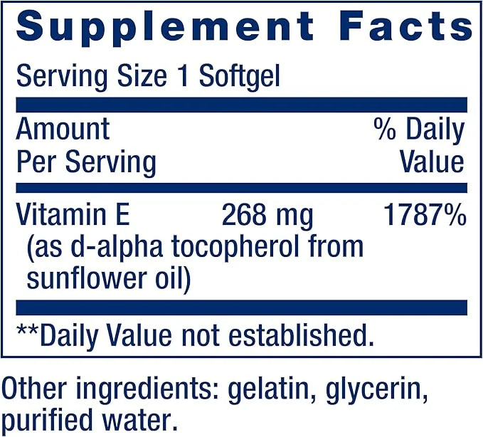 Life Extension 268mg Super Vitamin E 5000IU Vitamin D3 -