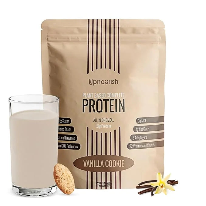 UpNourish Vanilla Cookie Vegan Protein Powder 54 Superfoods Powder,1.5 Billion CFU Probiotics 21g Plant Based Protein,No S...