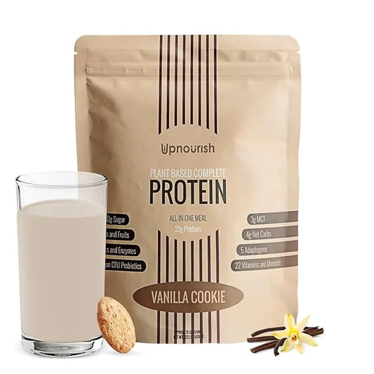 UpNourish Vanilla Cookie Vegan Protein Powder 54 Superfoods Powder,1.5 Billion CFU Probiotics 21g Plant Based Protein,No S...