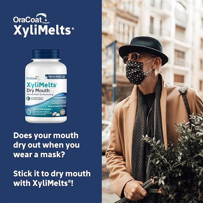 Oracoat XyliMelts Dry Mouth Relief Moisturizing Stick-On-Melts w/Xylitol, 230 Count, Slightly Sweet, Helps Stimulates Sali...