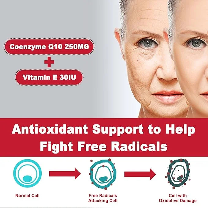 Sugar Free CoQ10 Filled Gummies 250MG, Q10 w/ B3, E CoQ10 (Ubiquinone)