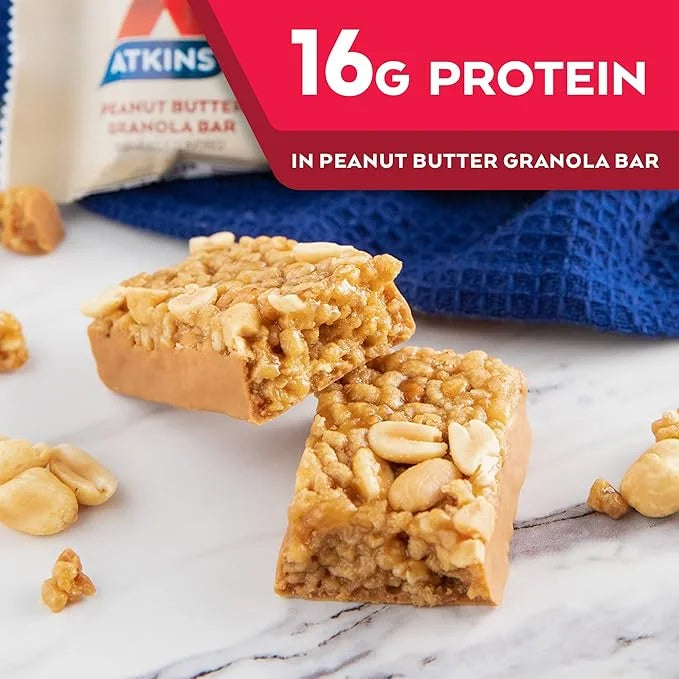 Atkins Peanut Butter Granola Protein Meal Bar, High Fiber, 16g Protein, 1g Sugar, 4g Net Carb, Meal Replacement, Keto Frie...