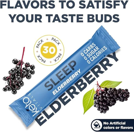 Keto Vitals Sleep Drink Electrolyte Sleep Powder Packets - Fast-Acting Sleep Blend of Melatonin 3mg, GABA, L-Theanine, & A...