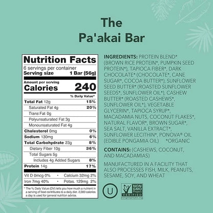 ALOHA Organic Plant Based Protein Bars | The Pa'akai Bar - Special Edition | 6 Count, 1.98oz Bars | Vegan, Low Sugar, Glut...