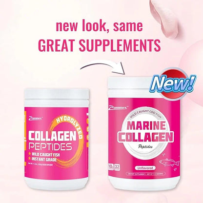 Zammex Marine Collagen Peptides, Non-GMO Wild 1 & 3) for 32 Servings