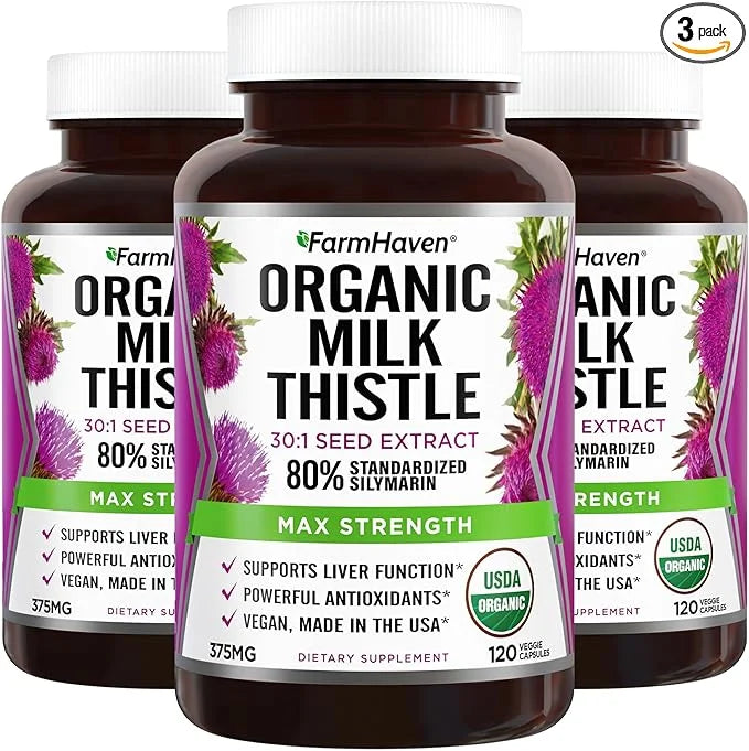 FarmHaven Silymarin Milk Thistle Capsules 11250mg Strength 30X Concentrated 80% Standardized 120 Veggie 3