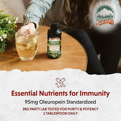 Barlean's Peppermint Olive Leaf Complex Liquid Immune Support Supplement with 95mg Oleuropein Antioxidants, 16 Ounce - Pro...