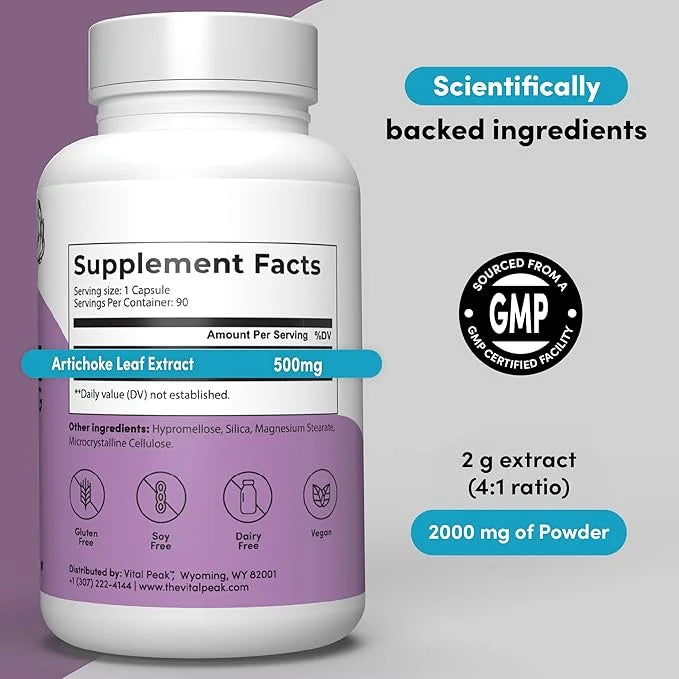 Herbal Artichoke Supplement 500 mg 90 Capsules