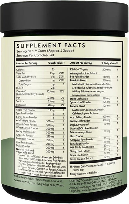 TERRA ORIGIN Superfoods Greens for Immune 30 Servings