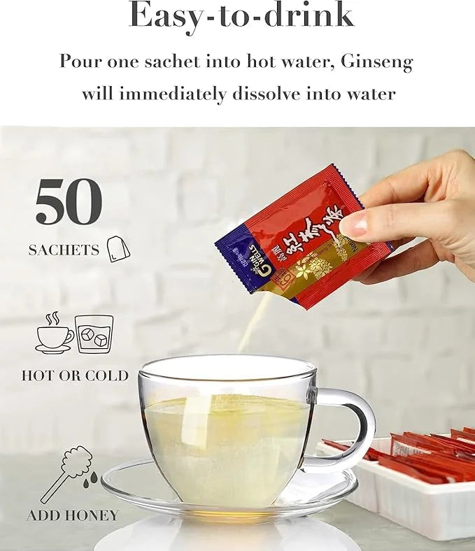 ILHWA Korean Red Ginseng Tea (150g, 0.11oz X 50 sachets) 6 Years Rg1+Rb1+Rg3