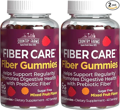 COUNTRY FARMS Fiber Care Prebiotic Gummies, 6g of 240 Gummies, 80 Servings, 2 Pack