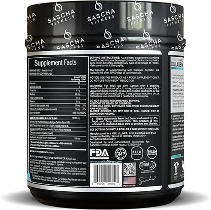 SASCHA FITNESS Hydrolyzed Multi Collagen Peptides 1,2 & 3 |Hyaluronic
