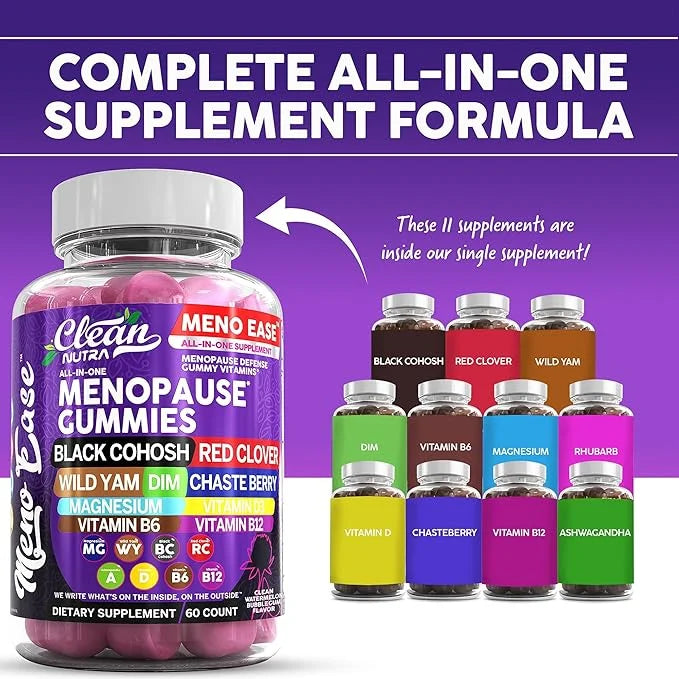 Menopause Supplement For Women Gummies with Black Cohosh, Wild Yam Magnesium, Red Clover For Menopause Relief Hormone Bala...