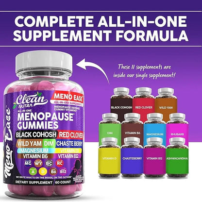 Menopause Supplement For Women Gummies with Black Cohosh, Wild Yam Magnesium, Red Clover For Menopause Relief Hormone Bala...