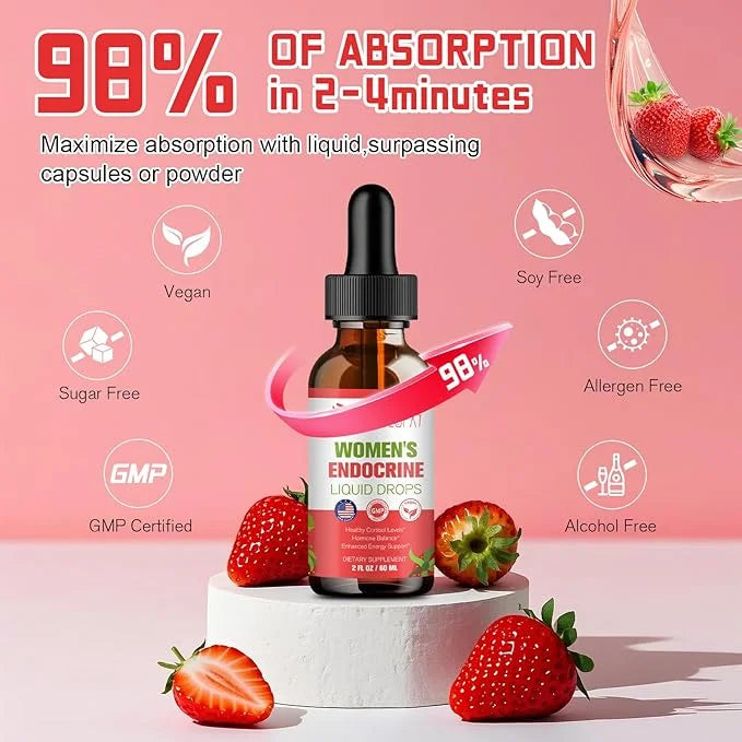 Women Endocrine Superfood Supplement Liquid Drops, Supports Healthy Cortisol Levels, Hormonal Balance, Gut Health, Mood, S...