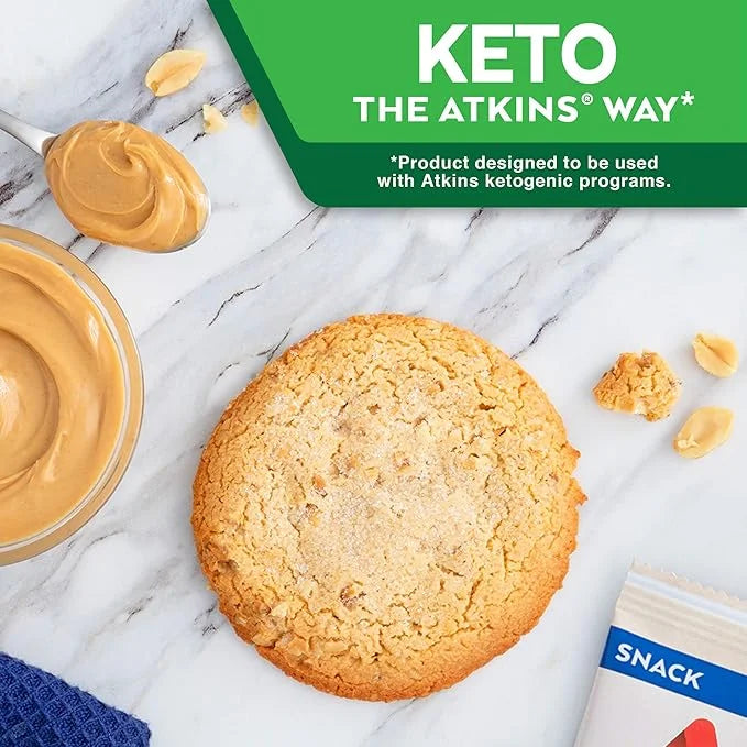 Atkins Peanut Butter Protein Cookie, Protein Dessert, Rich in Fiber, 3g Net Carb, 1g Sugar, Keto Friendly, 4 Count - Produ...