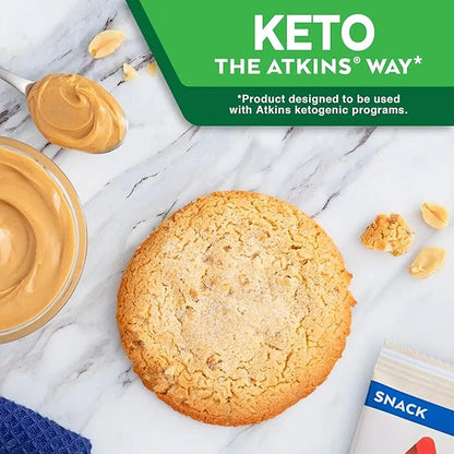 Atkins Peanut Butter Protein Cookie, Protein Dessert, Rich in Fiber, 3g Net Carb, 1g Sugar, Keto Friendly, 4 Count - Produ...