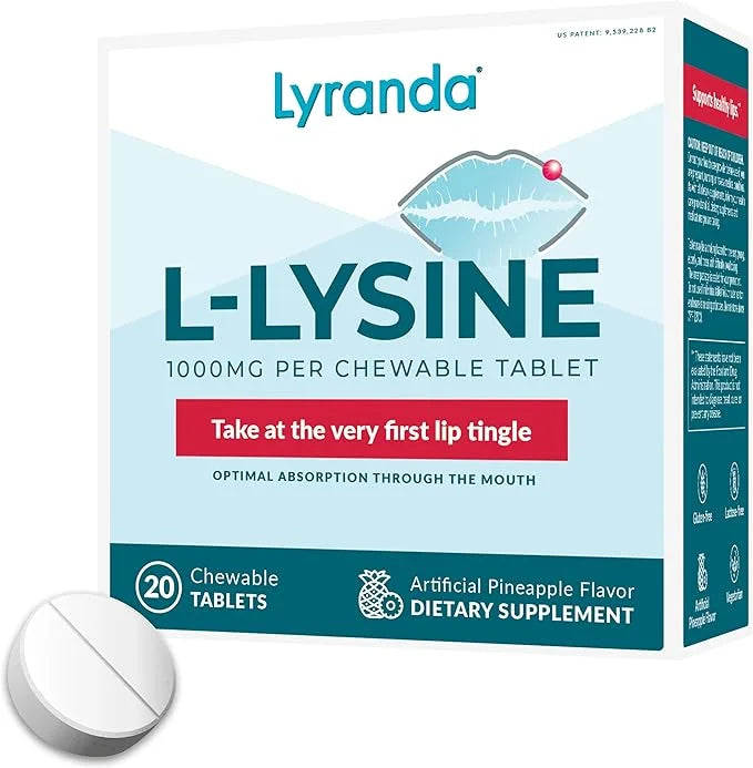 1000 mg chewable L-Lysine Tablets to Treat Cold sores - Faster Absorption and Better Hygiene - Product Image