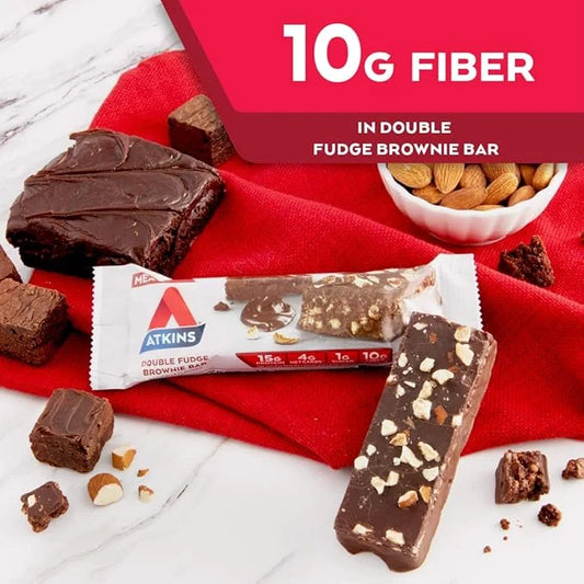Atkins Double Fudge Brownie Protein Meal Bar, High Fiber, 15g Protein, 1g Sugar, 4g Net Carb, Meal Replacement, Keto Frien...
