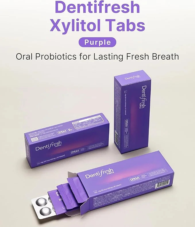 K-Nutra Dentifresh Xylitol Tabs Purple | 24g (30 Tablets) | Sugar-Free Oral Probiotics | 4 Billion CFU | Supports Teeth, G...