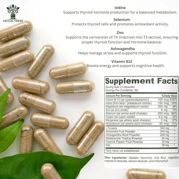 Advanced Thyroid Support – 60 Vegetable Capsules – Supports Healthy Thyroid Function, Energy, and Metabolism - Product Image