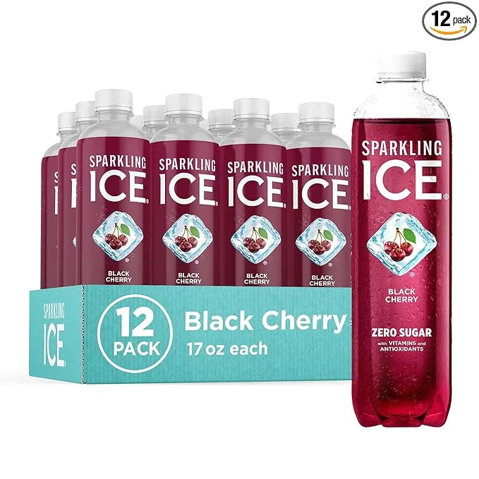 Sparkling Ice, Black Cherry Sparkling Water, Zero Sugar Flavored Water, with Vitamins and Antioxidants, Low Calorie Bevera...