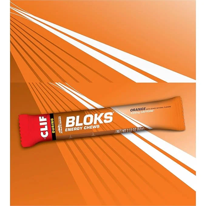 CLIF BLOKS - Orange Flavor with Caffeine - Energy Chews - Non-GMO - Plant Based - Fast Fuel for Cycling and Running - Quic...