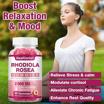 2 Packs Sugar-Free Rhodiola Rosea Gummies 120 Vegan