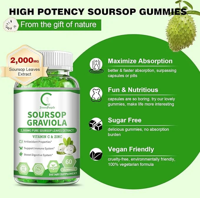 Soursop Graviola Gummies 2,000mg Soursop 60 Counts