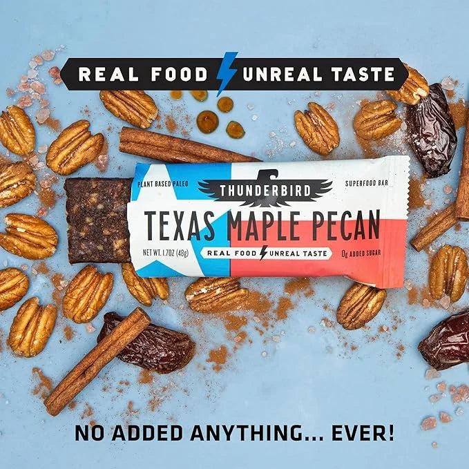 Thunderbird Bars Energy Snack, Gluten-Free with Protein, Healthy Real Food, Vegan Paleo Non-GMO, No Added Sugar, Texas Map...