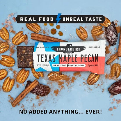 Thunderbird Bars Energy Snack, Gluten-Free with Protein, Healthy Real Food, Vegan Paleo Non-GMO, No Added Sugar, Texas Map...