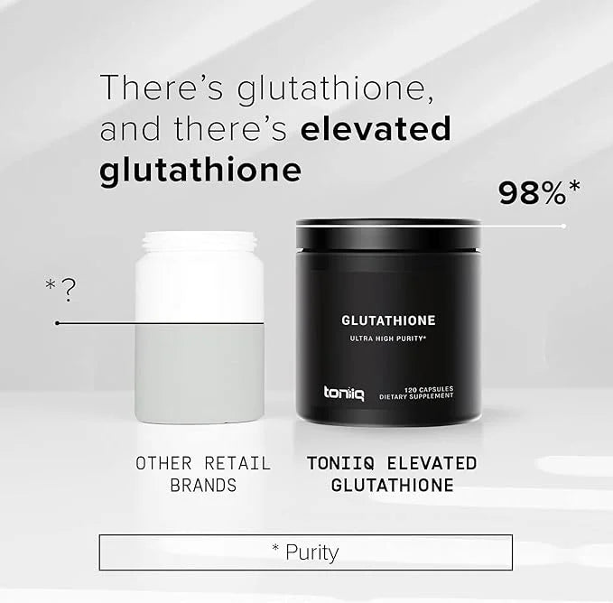 Toniiq Ultra High Strength Glutathione Capsules - 1000mg Concentrated Formula - 98%+ Highly Purified and Bioavailable - No...