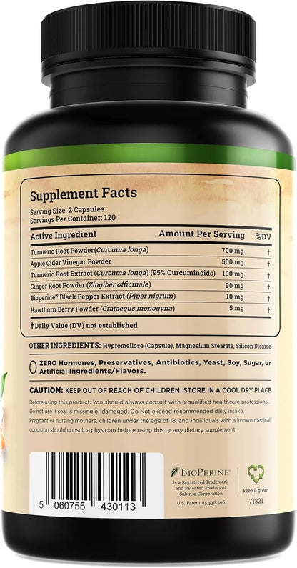 Turmeric Curcumin Supplement with Ginger & (240 Count) 95% Curcuminoids