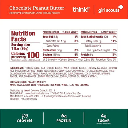 think! Minis Protein Snack Bar, Gluten Free, Girl Scouts Chocolate Peanut Butter, 15 Count - Product Image