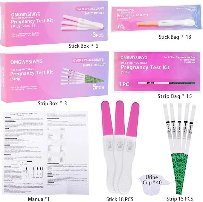 Early Detection Pregnancy Test Kits 33 Counts, x18, Hcg x15, Ultra 2 Ways Check(18+15 Counts)