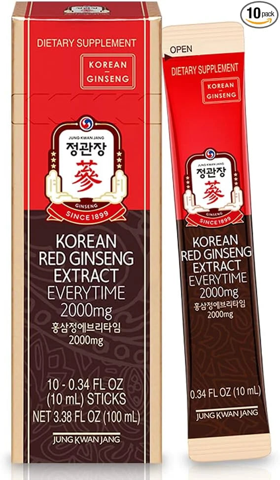 JungKwanJang Ginseng Everytime Extract Stick 2000mg, Brain 10 Count