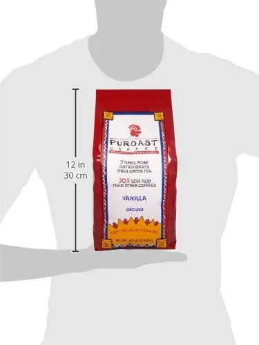 Puroast Low Acid Coffee Ground | Vanilla Blend Ground | Medium Roast | High Antioxidants & High pH |No Bitter Aftertaste |...