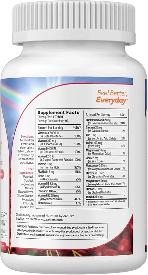 Zahler Kids Multivitamin Chewable Vitamin Tablet - Complete One Daily Kids Vitamins Supplement - Contains 20+ Minerals & V...