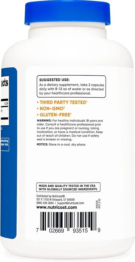 Nutricost Korean Ginseng 500mg, 240 Capsules (3 Bottles) 1000mg Extra