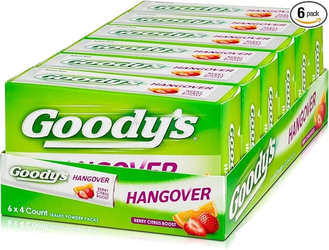 Goody's Hangover Powders, Fast Pain Relief, Berry Citrus Flavor, 4 Stick Powders, 6 Pack - Product Image