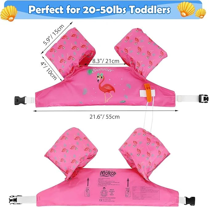 Moko Toddler Swim Vest for Kids, 20-50 lbs/22-66 lbs Clearance Swim Arm Band Cartoon Swimming Wings Pool Float Vests Sleev...