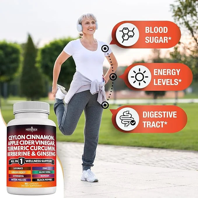 Ceylon Cinnamon 3000mg Turmeric 3000mg Apple 3000mg Ginseng 2000mg Aloe 2000mg Berberine 1200mg Plus 60 Count