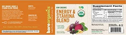 BareOrganics Energy & Stamina Blend Powder, 8 Ounces