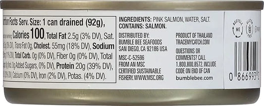 Bumble Bee Skinless & Boneless Canned Pink Salmon in Water, 5 oz Cans (Pack of 12) - Premium Wild Caught Salmon for Sandwi...
