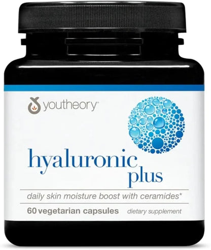 Youtheory Hyaluronic Plus - Hyaluronic Acid Supplement with Ceramides, Vitamin C, Biotin & More - Supports Healthy Skin* -...