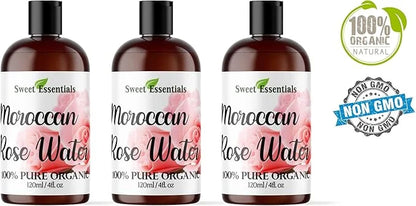 PACK of 3 Premium Organic Moroccan Rose Water - 4oz - Imported From Morocco - 100% Pure (Food Grade) No Oils or Alcohol - ...