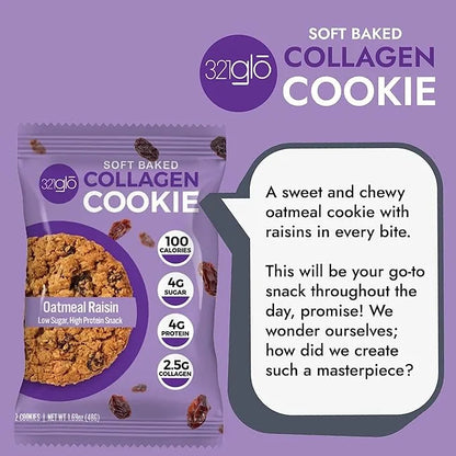 321glo Collagen Protein Cookies, Soft-Baked Cookies, Low Carb and Keto Friendly Treats for Women, Men, and Kids, 12-PACK (...