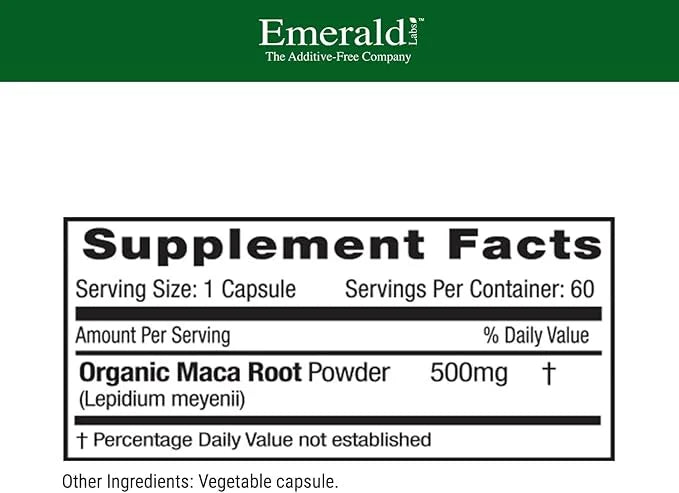 Emerald Labs Peruvian Maca Root - Organic Maca Root Supplement - Supports Hormonal Balance & Natural Energy - Vegan & Glut...