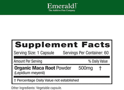 Emerald Labs Peruvian Maca Root - Organic Maca Root Supplement - Supports Hormonal Balance & Natural Energy - Vegan & Glut...