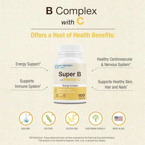 Puregen Labs Super B Energy Complex 100 Vegetarian